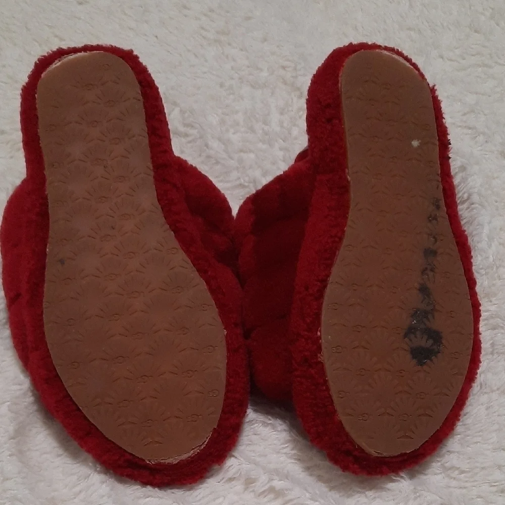 UGG Red Plush Slide Slippers
